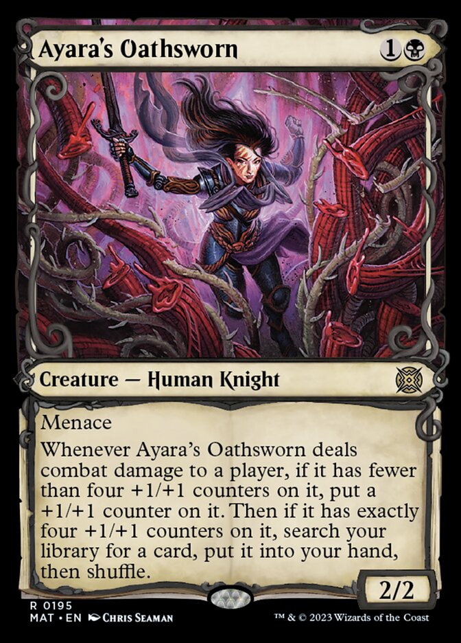 Ayara's Oathsworn (Showcase Halo Foil) [March of the Machine: The Aftermath] | Cards and Coasters CA