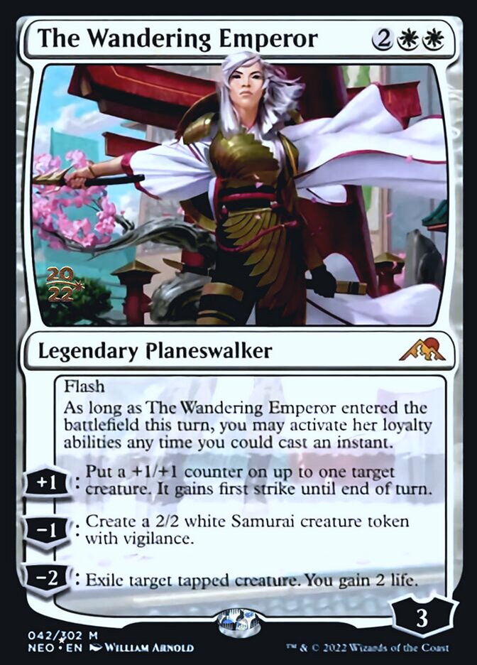 The Wandering Emperor [Kamigawa: Neon Dynasty Prerelease Promos] | Cards and Coasters CA