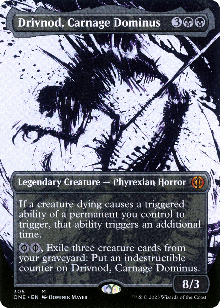 Drivnod, Carnage Dominus (Borderless Ichor) [Phyrexia: All Will Be One] | Cards and Coasters CA