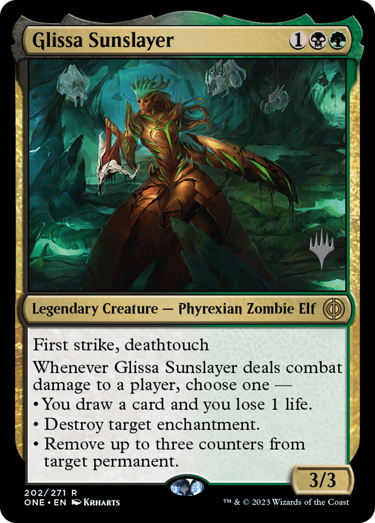 Glissa Sunslayer (Promo Pack) [Phyrexia: All Will Be One Promos] | Cards and Coasters CA