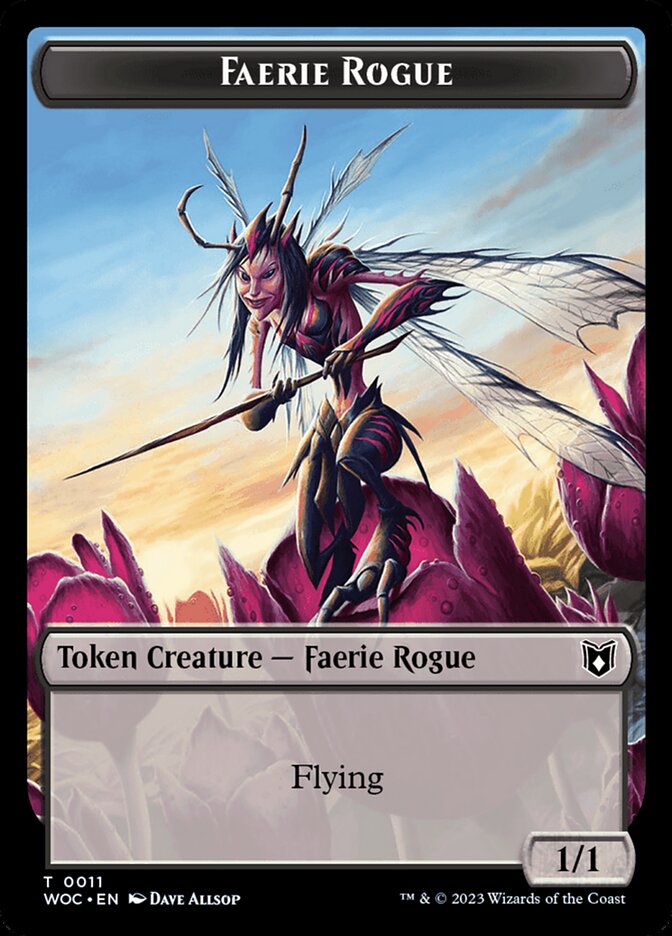 Faerie Rogue // Faerie (0011) Double-Sided Token [Wilds of Eldraine Commander Tokens] | Cards and Coasters CA