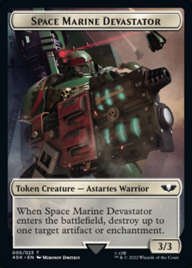 Soldier (002) // Space Marine Devastator Double-sided Token [Universes Beyond: Warhammer 40,000 Tokens] | Cards and Coasters CA