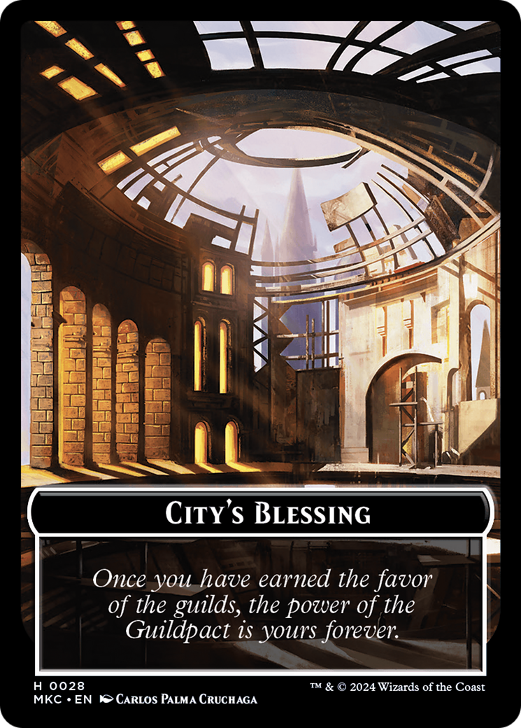 City's Blessing // Zombie Double-Sided Token [Murders at Karlov Manor Commander Tokens] | Cards and Coasters CA