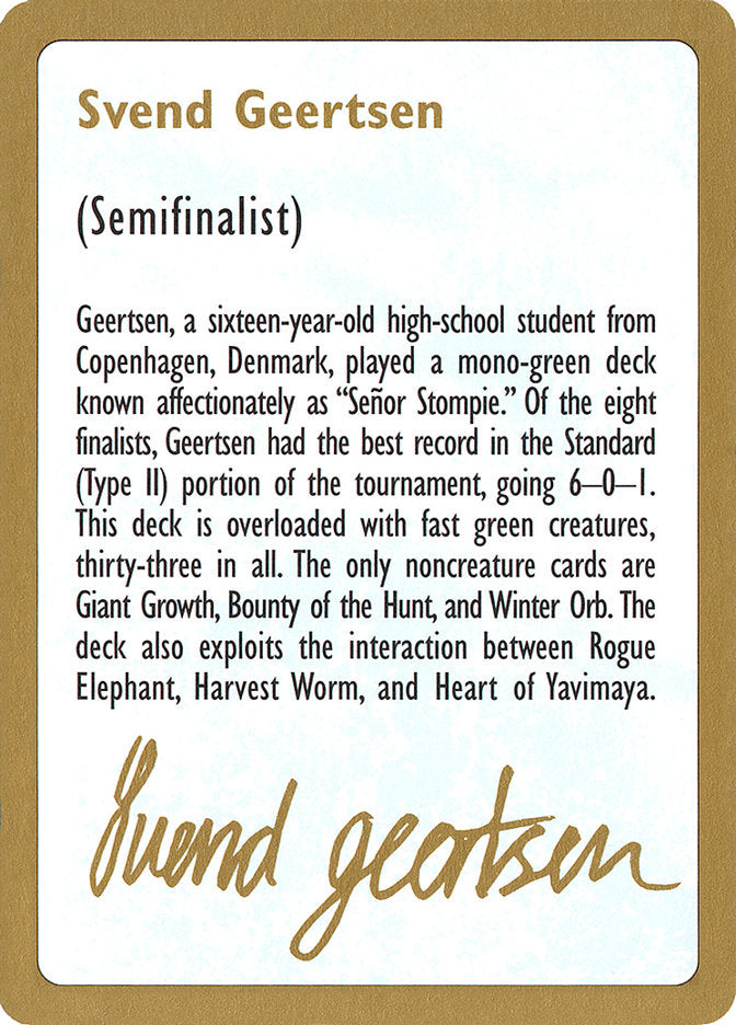 Svend Geertsen Bio [World Championship Decks 1997] | Cards and Coasters CA