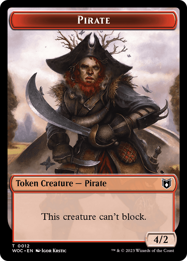 Pirate // Human Double-Sided Token [Wilds of Eldraine Commander Tokens] | Cards and Coasters CA