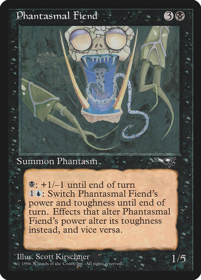 Phantasmal Fiend (Dark Green Background) [Alliances] | Cards and Coasters CA