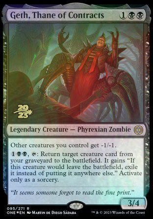 Geth, Thane of Contracts [Phyrexia: All Will Be One Prerelease Promos] | Cards and Coasters CA