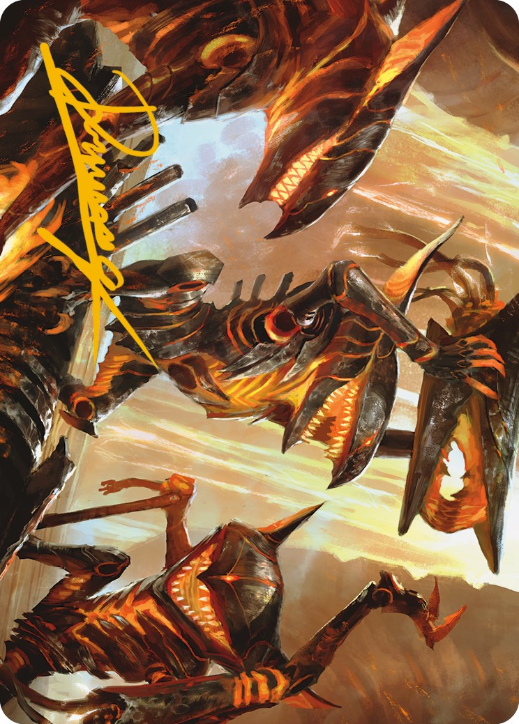 Gleeful Demolition Art Card (Gold-Stamped Signature) [Phyrexia: All Will Be One Art Series] | Cards and Coasters CA