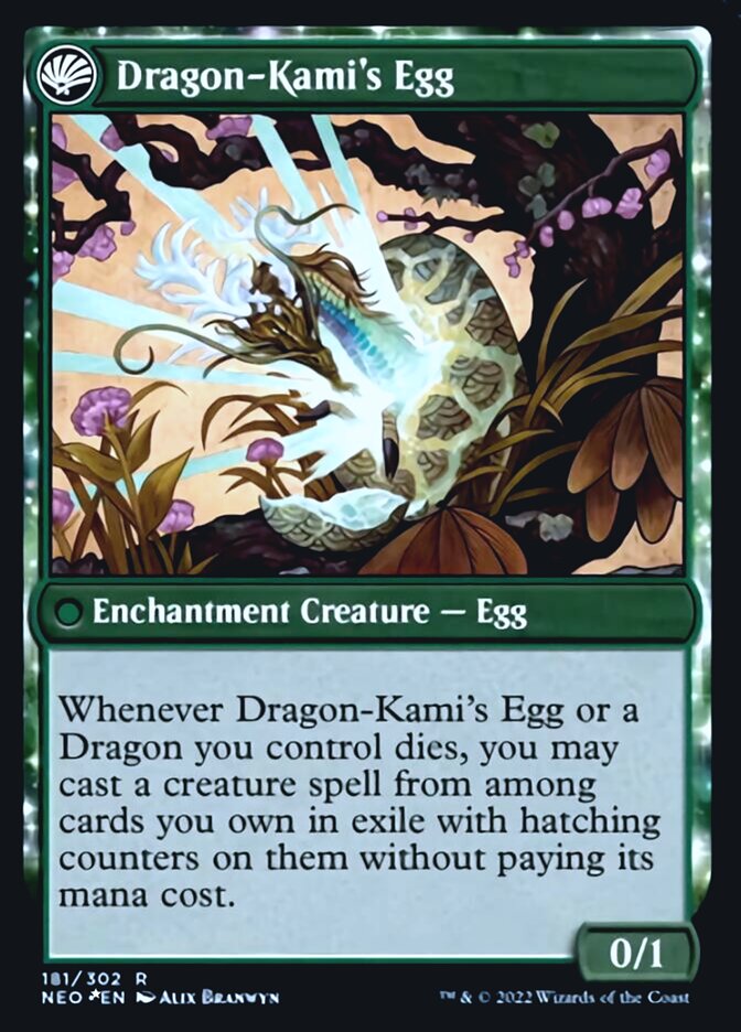 The Dragon-Kami Reborn // Dragon-Kami's Egg [Kamigawa: Neon Dynasty Prerelease Promos] | Cards and Coasters CA