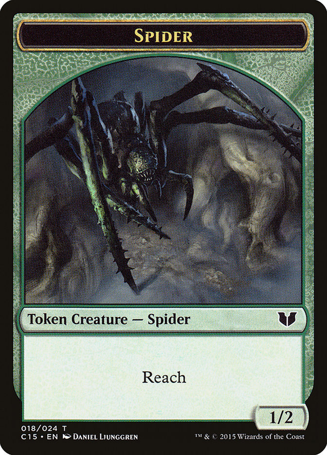 Saproling // Spider Double-Sided Token [Commander 2015 Tokens] | Cards and Coasters CA
