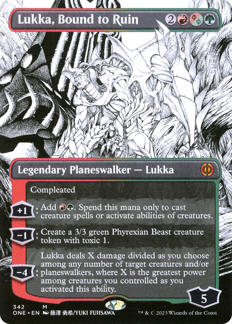 Lukka, Bound to Ruin (Borderless Manga) [Phyrexia: All Will Be One] | Cards and Coasters CA