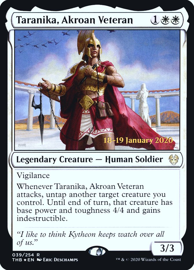 Taranika, Akroan Veteran [Theros Beyond Death Prerelease Promos] | Cards and Coasters CA