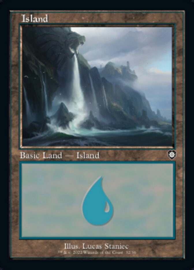 Island (032) (Retro) [The Brothers' War Commander] | Cards and Coasters CA