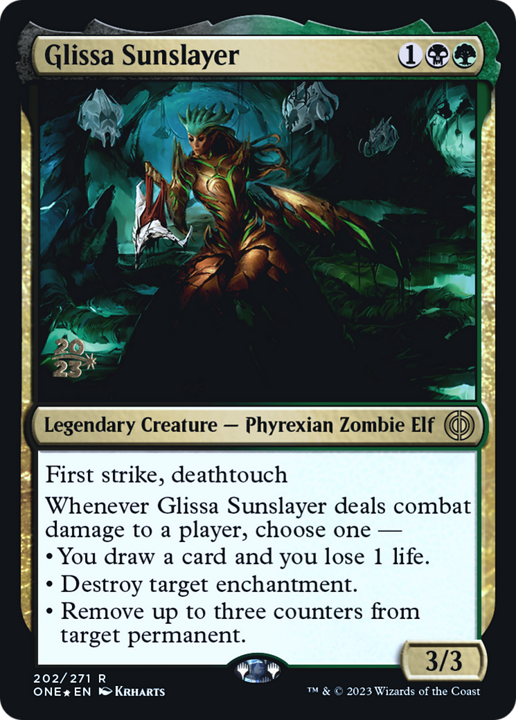 Glissa Sunslayer [Phyrexia: All Will Be One Prerelease Promos] | Cards and Coasters CA