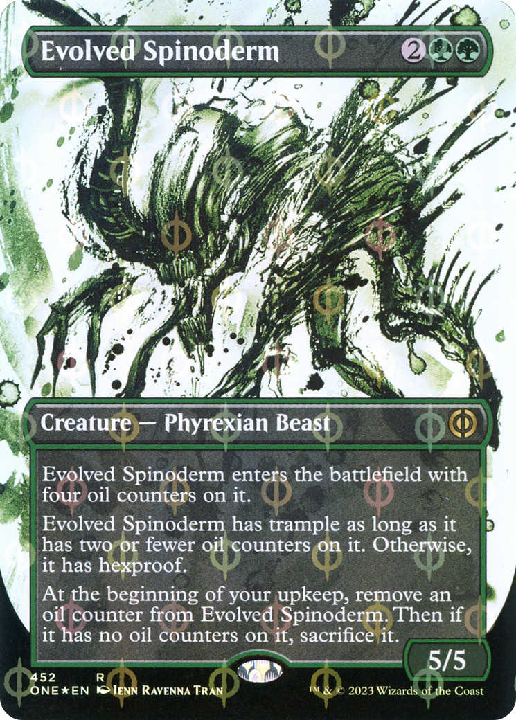 Evolved Spinoderm (Borderless Ichor Step-and-Compleat Foil) [Phyrexia: All Will Be One] | Cards and Coasters CA