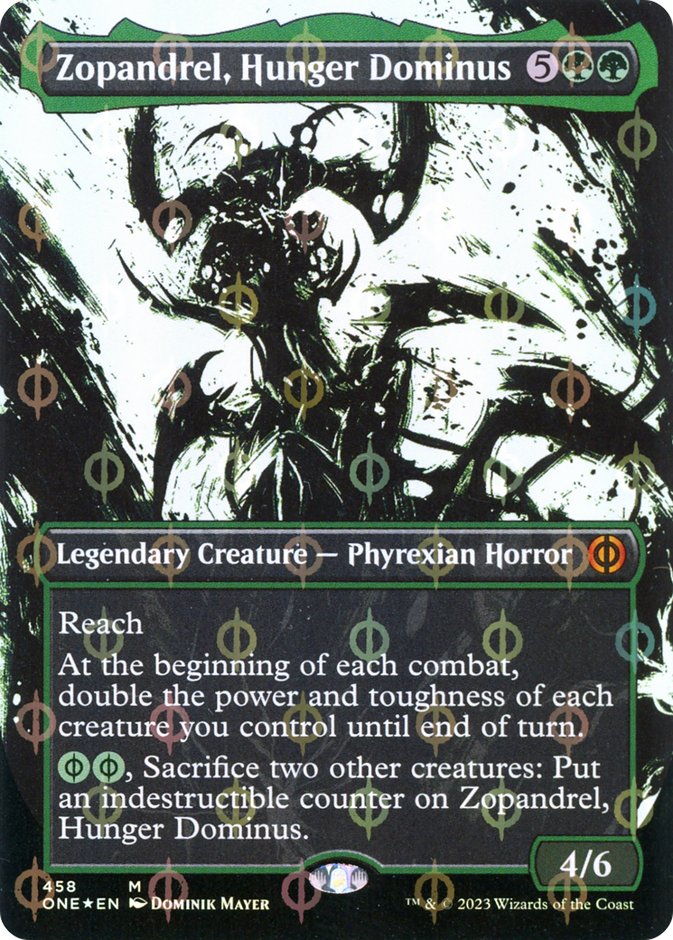 Zopandrel, Hunger Dominus (Borderless Ichor Step-and-Compleat Foil) [Phyrexia: All Will Be One] | Cards and Coasters CA