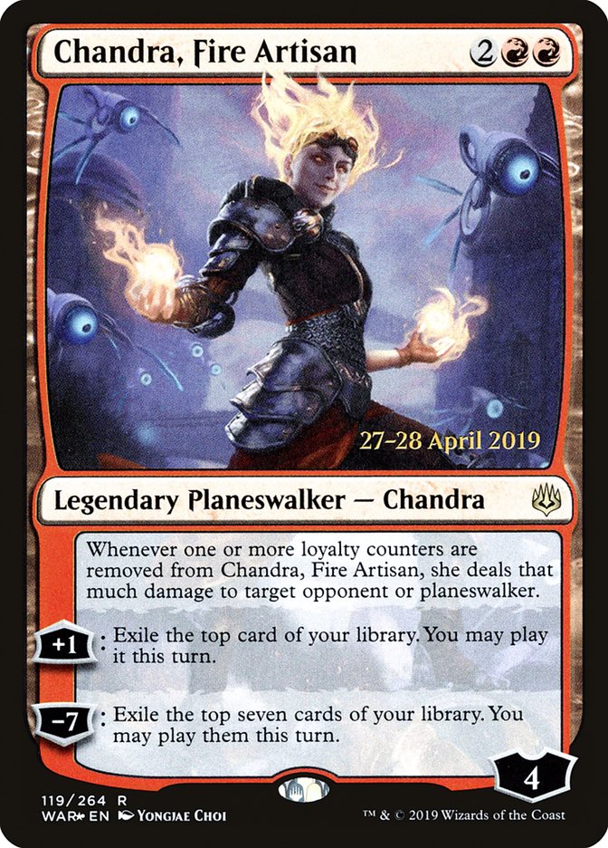 Chandra, Fire Artisan  [War of the Spark Prerelease Promos] | Cards and Coasters CA