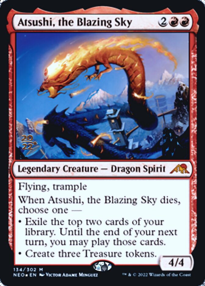 Atsushi, the Blazing Sky [Kamigawa: Neon Dynasty Prerelease Promos] | Cards and Coasters CA