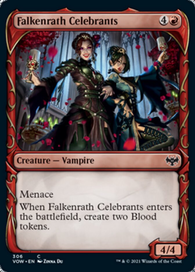 Falkenrath Celebrants (Showcase Fang Frame) [Innistrad: Crimson Vow] | Cards and Coasters CA