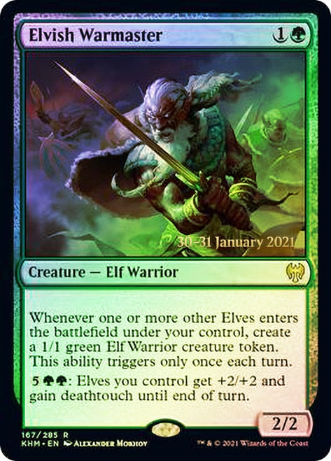 Elvish Warmaster  [Kaldheim Prerelease Promos] | Cards and Coasters CA