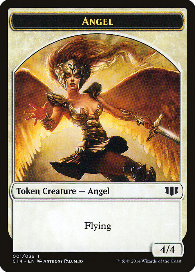 Angel // Cat Double-sided Token [Commander 2014 Tokens] | Cards and Coasters CA