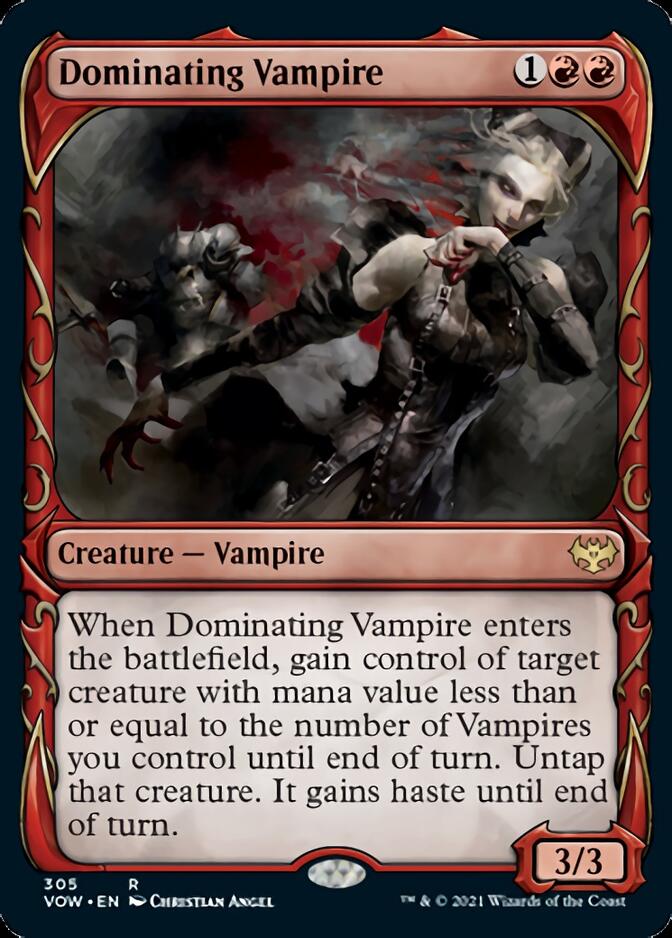 Dominating Vampire (Showcase Fang Frame) [Innistrad: Crimson Vow] | Cards and Coasters CA