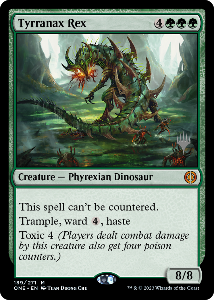 Tyrranax Rex (Promo Pack) [Phyrexia: All Will Be One Promos] | Cards and Coasters CA