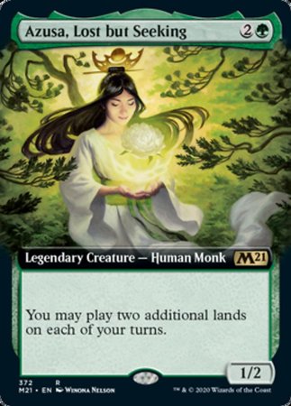 Azusa, Lost but Seeking (Extended Art) [Core Set 2021] | Cards and Coasters CA