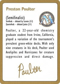 1996 Preston Poulter Biography Card [World Championship Decks] | Cards and Coasters CA