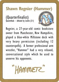 1996 Shawn "Hammer" Regnier Biography Card [World Championship Decks] | Cards and Coasters CA