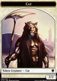 Cat (001) // Cat Warrior (008) Double-sided Token [Commander 2017 Tokens] | Cards and Coasters CA