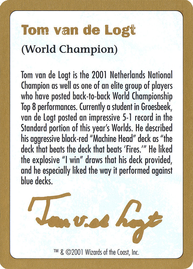 Tom van de Logt Bio [World Championship Decks 2001] | Cards and Coasters CA