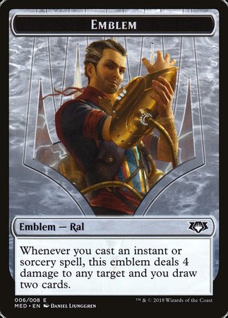 Emblem - Ral, Izzet Viceroy [Mythic Edition Tokens] | Cards and Coasters CA