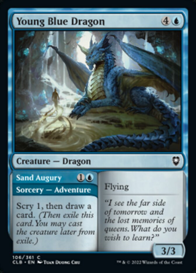 Young Blue Dragon // Sand Augury [Commander Legends: Battle for Baldur's Gate] | Cards and Coasters CA