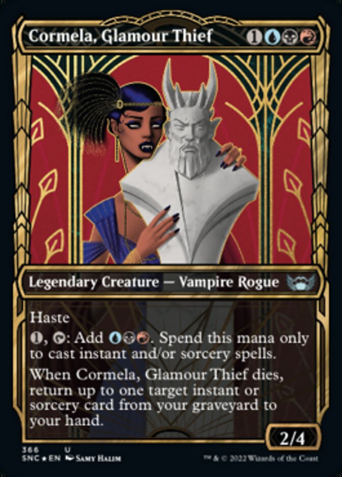 Cormela, Glamour Thief (Showcase Golden Age Gilded Foil) [Streets of New Capenna] | Cards and Coasters CA