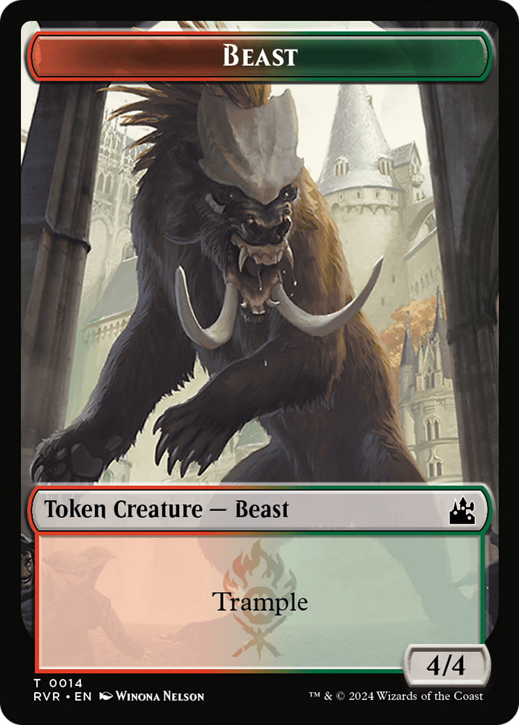 Goblin (0008) // Beast Double-Sided Token [Ravnica Remastered Tokens] | Cards and Coasters CA