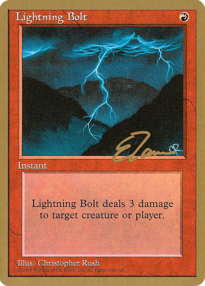 Lightning Bolt (Eric Tam) [Pro Tour Collector Set] | Cards and Coasters CA