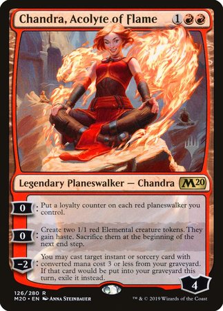 Chandra, Acolyte of Flame [Core Set 2020 Promos] | Cards and Coasters CA