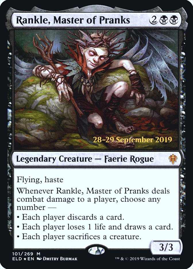 Rankle, Master of Pranks  [Throne of Eldraine Prerelease Promos] | Cards and Coasters CA