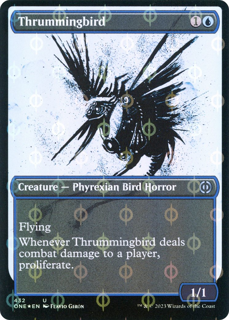 Thrummingbird (Showcase Ichor Step-and-Compleat Foil) [Phyrexia: All Will Be One] | Cards and Coasters CA