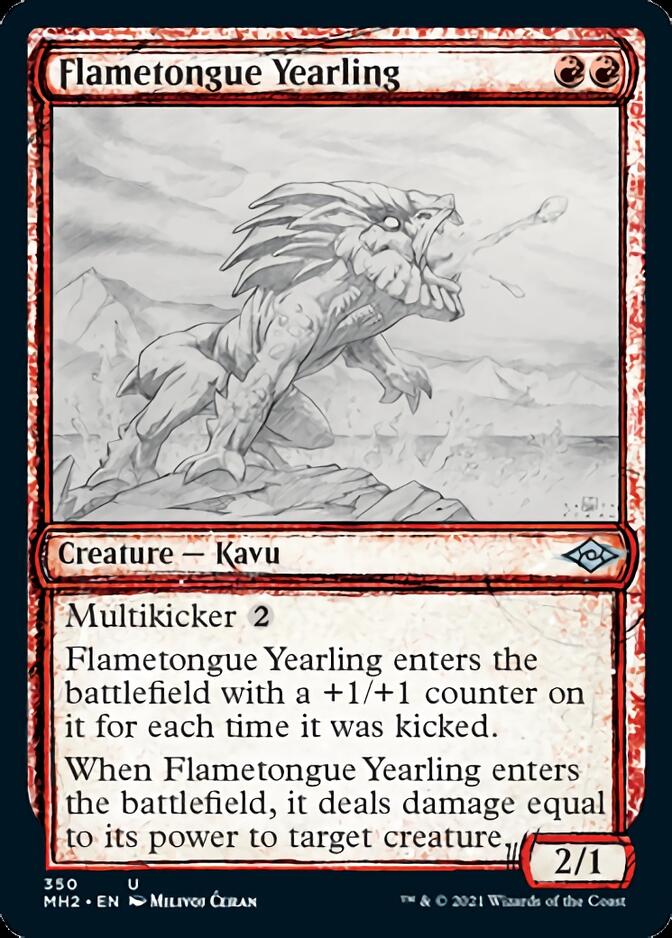 Flametongue Yearling (Sketch) [Modern Horizons 2] | Cards and Coasters CA