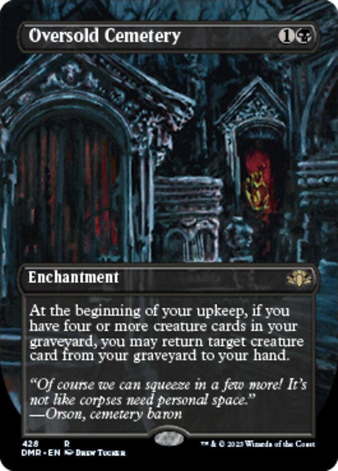 Oversold Cemetery (Borderless Alternate Art) [Dominaria Remastered] | Cards and Coasters CA