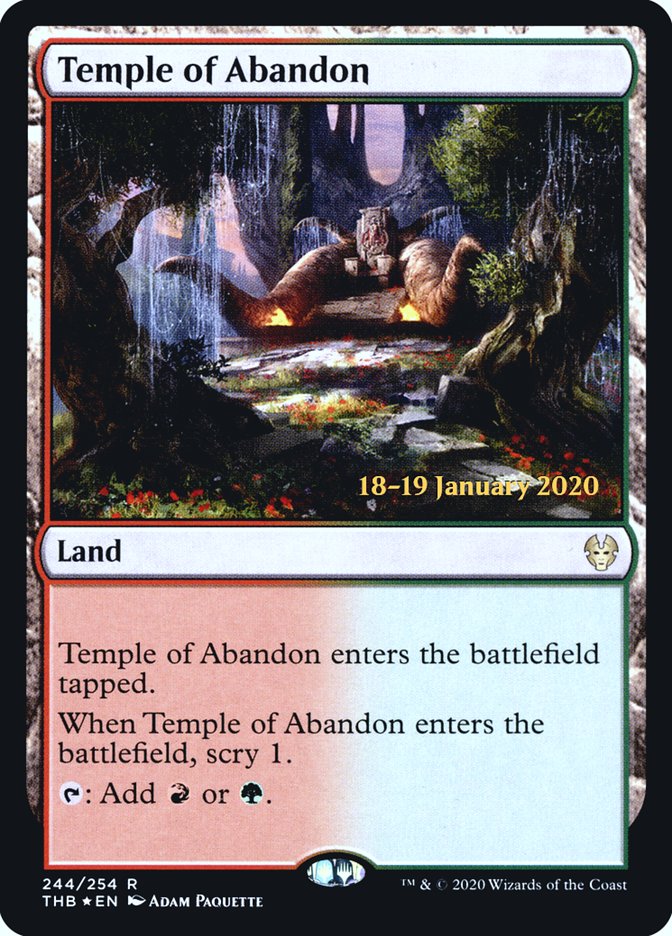 Temple of Abandon [Theros Beyond Death Prerelease Promos] | Cards and Coasters CA