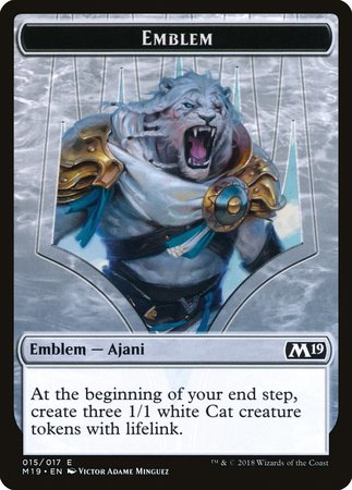 Emblem - Ajani, Adversary of Tyrants [Core Set 2019 Tokens] | Cards and Coasters CA