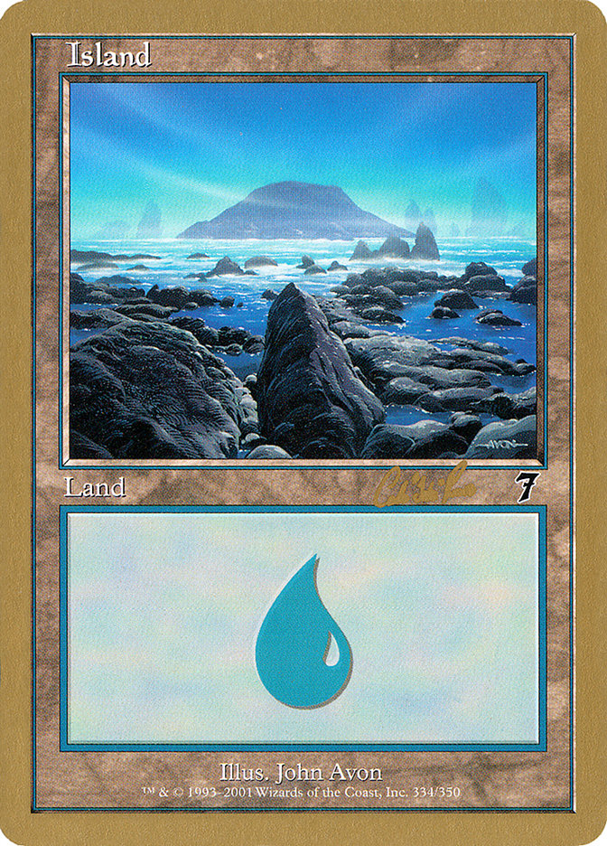 Island (cr334) (Carlos Romao) [World Championship Decks 2002] | Cards and Coasters CA