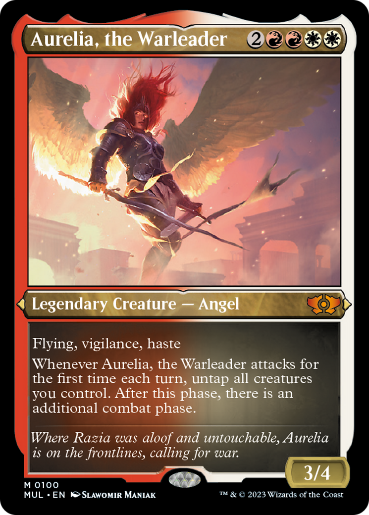 Aurelia, the Warleader (Foil Etched) [Multiverse Legends] | Cards and Coasters CA