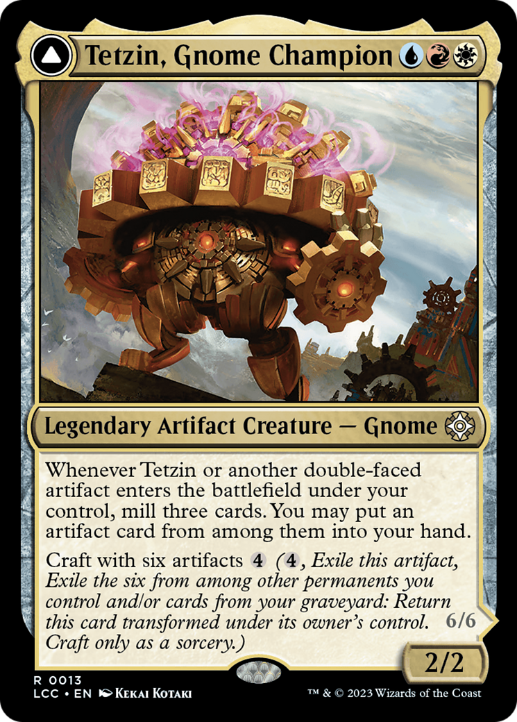 Tetzin, Gnome Champion // The Golden-Gear Colossus [The Lost Caverns of Ixalan Commander] | Cards and Coasters CA