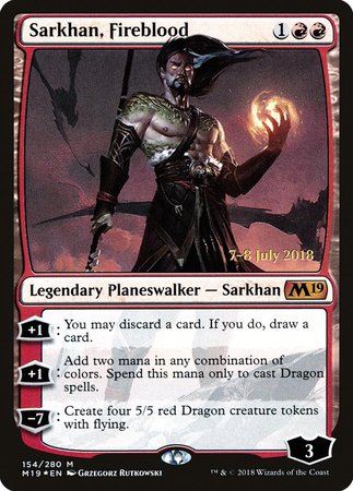 Sarkhan, Fireblood [Core Set 2019 Promos] | Cards and Coasters CA