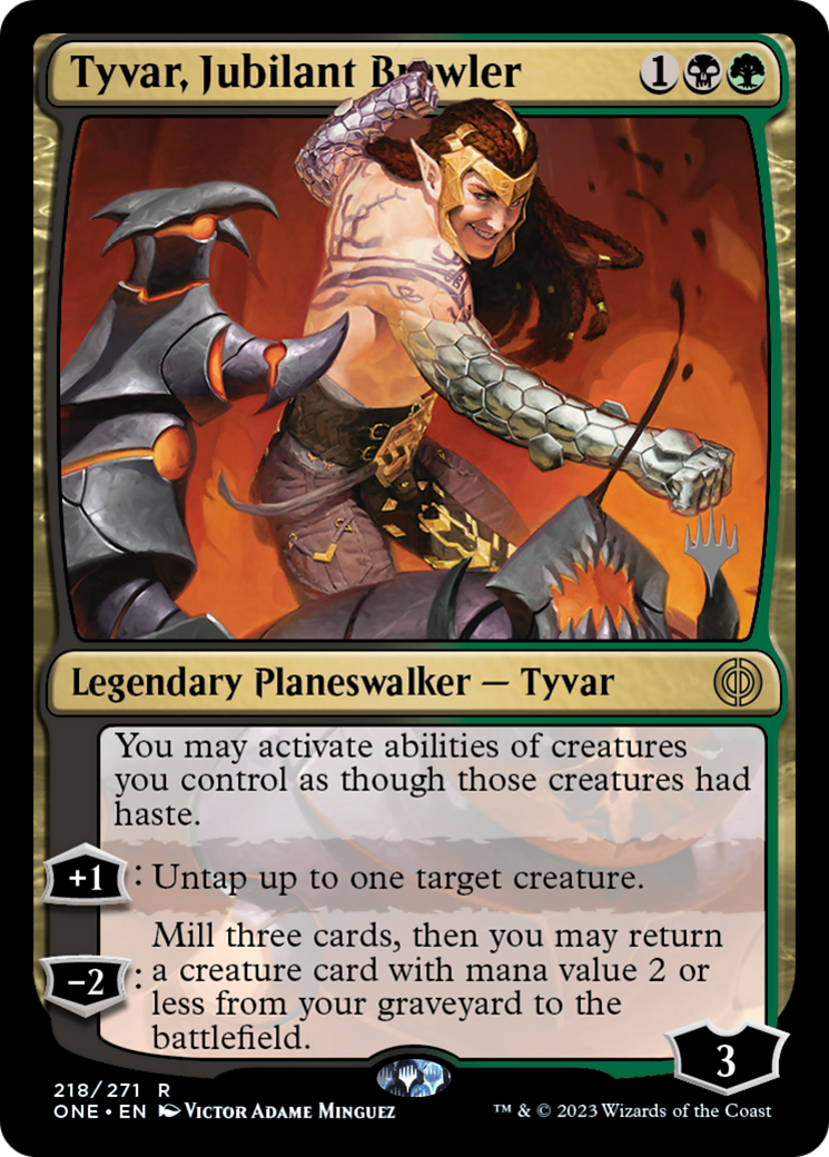 Tyvar, Jubilant Brawler (Promo Pack) [Phyrexia: All Will Be One Promos] | Cards and Coasters CA