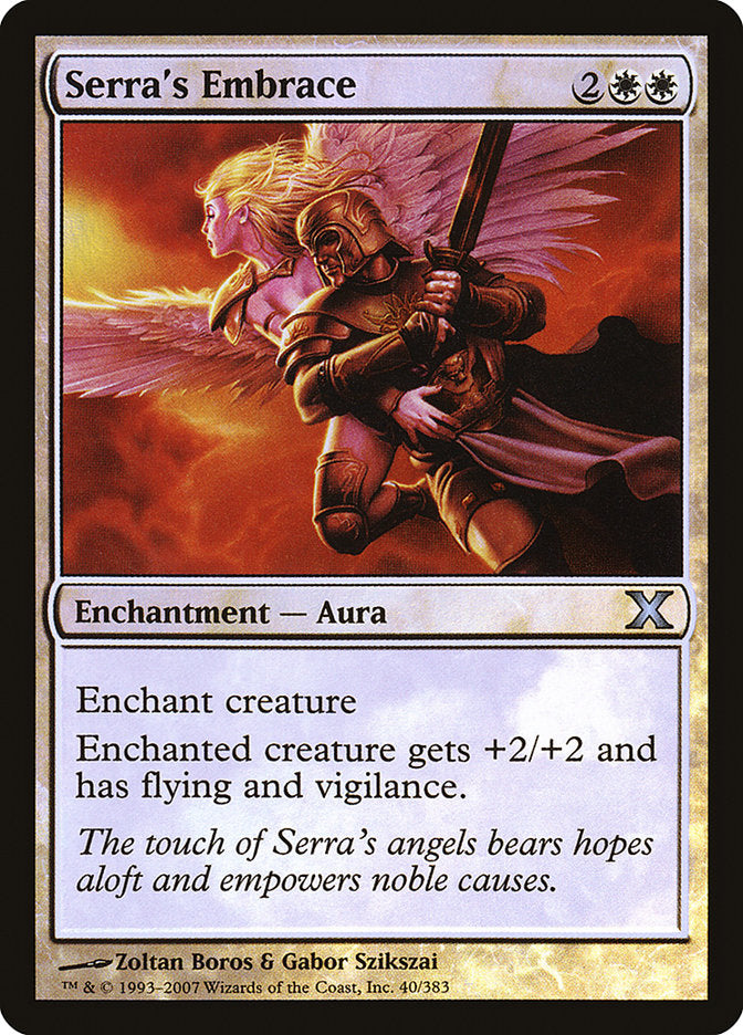 Serra's Embrace (Premium Foil) [Tenth Edition] | Cards and Coasters CA